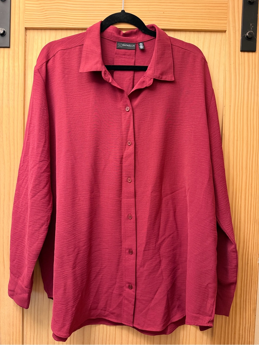 Rafaella Button-Front Blouse in Berry Red